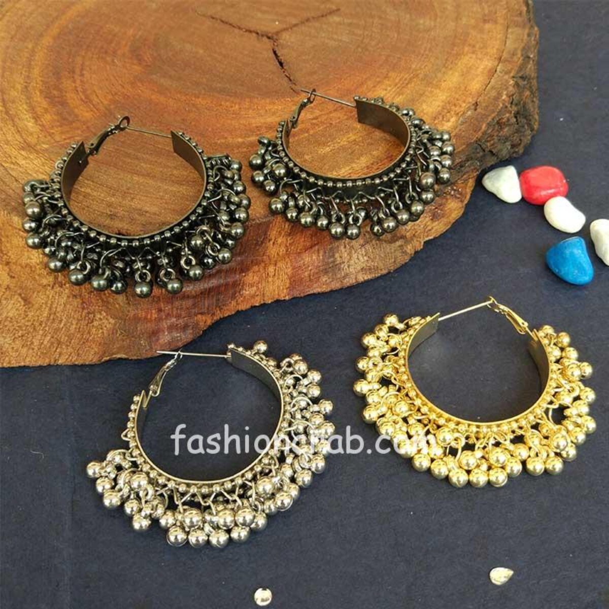Buy Ayesha Oversized Handcrafted Ethnic Silver-Toned Ghungroo Jhumki Hoop  Earrings online