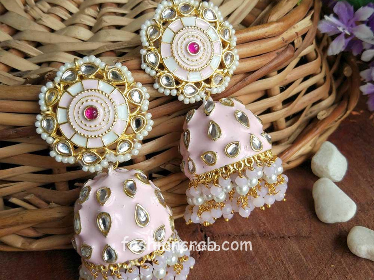 Golden Temple Style Jhumka Earrings Jewelry 407JW01