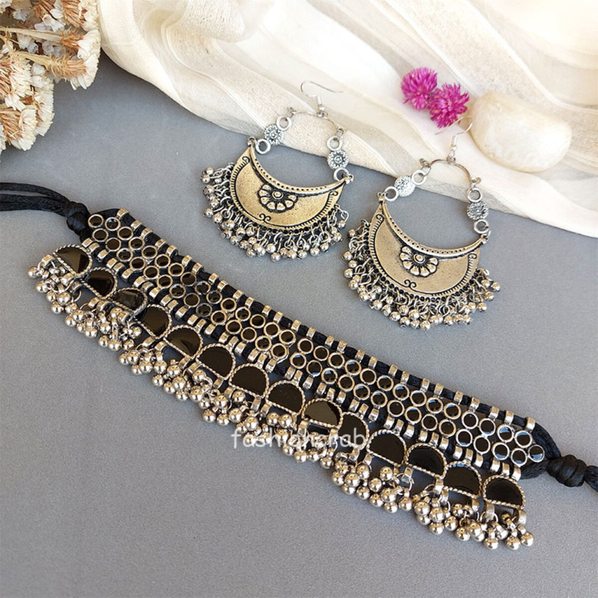 Black Necklace Set Shimmer Chikankari Work Saree and Black Necklace Set  Shimmer Chikankari Work Sari Online Shopping