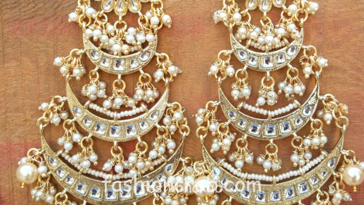 Kundan Earrings,designer Chand Bali,handmade White Kundan Earrings,indian  Gold Plated Jewelry, Bollywood Fashion,statement Earrings - Etsy