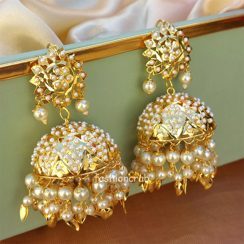 Traditional Punjabi Style Earrings with Maang Tikka — Maneet Designs-hoanganhbinhduong.edu.vn