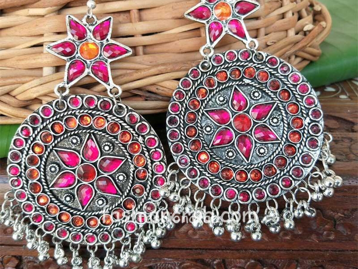 Buy MONKDECOR Beautiful Design Party Wear Earrings For Girls & Women (6  Stone Meena-Light Pink) Online at Best Prices in India - JioMart.