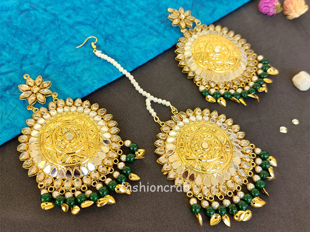 Simran peepal patti kundan necklace set - Golden – Rohika Store