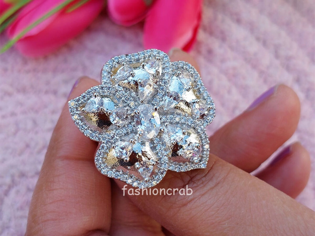 Sterling Silver Cubic Zirconia Ring Ladies - Gold Collections