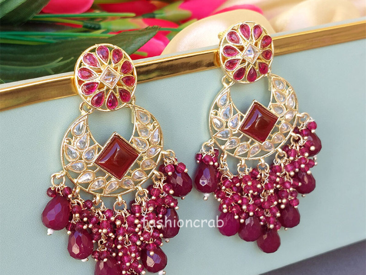 Wine Earrings for Gown | FashionCrab.com
