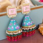 Heavy Earrings - Mint Green Jhumka