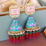 Heavy Earrings - Mint Green Jhumka
