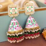 Heavy Earrings - White Jhumka