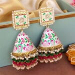 Heavy Earrings - White Jhumka