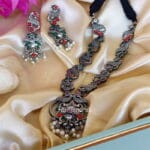 Black Tone Oxidised Necklace with Earring