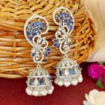 Lisa American Diamond Earrings - Dark Blue