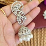 Lisa American Diamond Earrings White Rodium