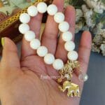 Elephant White Beads Bracelet