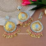 Pipal Patti Maangtikka with Earring Set - Light Pink