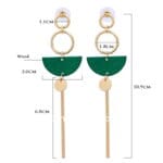 Green Wood Long Drop Earring