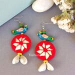 Handmade Red Peacock Mirror Earrings
