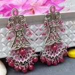 Saira Brass Earrings - Pink