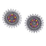 Pink Orange Stud Oxidised Earrings