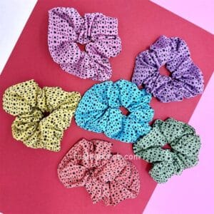 Polka Dot Scrunchies for Girls - Set of 6
