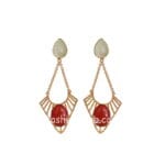 White Red Stone Earrings