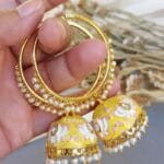 Yellow Color Jhumka for Saree