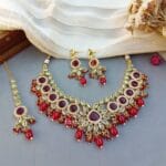 Maroon Polki Necklace