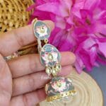 Alia Jhumka Earrings with Chain - Grey