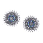 Blue Green Stud Oxidised Earrings