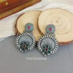 Darshvi-Brass-Earrings-Pink-Green Darshvi Brass Earrings