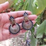 Konkana Oxidised Earrings - Blue
