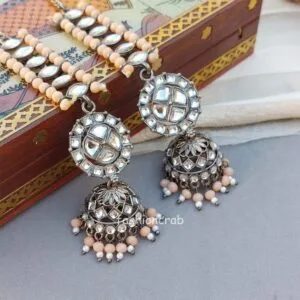 Light Orange Black Metal Jhumka