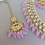 Light Purple Pearl Kundan Set for Anniversary Gift