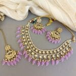 Light Purple Pearl Kundan Set for Anniversary Gift