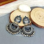 Oxidised Earrings for Kurti - Royal Blue