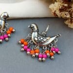 Oxidized Earrings Pink Pearl