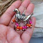 Oxidized Earrings Pink Pearl