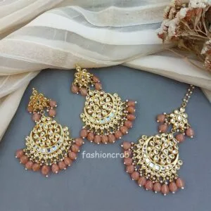 Heavy Earrings with Maang Tikka for Wedding