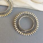 Oxidized Silver Hoop Earrings for Saree