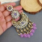 Priyanka Chandbali Earrings - Lavender