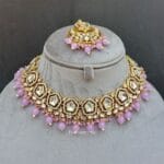 Sana Kundan Necklace Set - Lavender