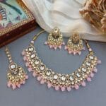 Sana Kundan Necklace Set Pink