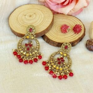 Sara Chandbali Earrings - Maroon