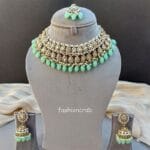 Sea Green Color Bridal Kundan Jewellery Set