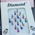 Set of 5 Bindis - 3 maroon & 2 colorful