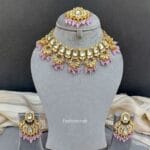 Traditional Lavender Color Kundan Necklace