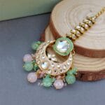 Gurleen Maangtikka with Earrings - Pink Green