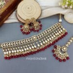 Kajal Maroon Kundan Choker Necklace