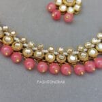 Leora Kundan Choker Necklace - Peach