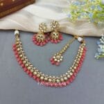 Leora Kundan Choker Necklace - Peach