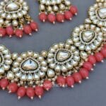 Monika Pearl Necklace and Earring Set - Peach